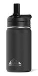 Hydrapeak Mini 14oz Water Bottle with Straw Lid, Stainless Steel Double Wall Insulated Water Bottle | Leak-Proof and Spill-Proof Water Bottle, 24 Hours Cold (Black)