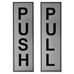 Buzz Cool Silver Metal Push Pull Stickers For Glass Door, Wooden Door | Self Adhesive Stainless Steel Metal Sticker for Door | Push and Pull Stickers for Hospital Malls Office 1 set (2pcs)