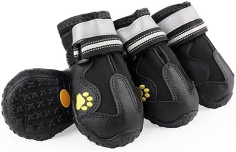 4Pcs Dog Shoes for Medium Large Dog, Dog Boots Paw Protectors with Reflective Straps Adjustable, Dog Boots for Injured Paws Waterproof, Anti-Slip Sole Breathable Walking Dog Shoes for Winter Summer 5#