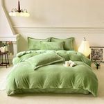 Luxlovery Sage Green Velvet Comforter Cal King Light Green Fluffy Bedding Comforter Sets California King Flannel Sherpa Quilt Blanket Micromink Cozy Plush Grass Green Fuzzy Winter Warm Bedding Set