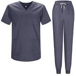 MISEMIYA - Uniforms Unisex Scrub Set – Medical Uniform with Scrub Top and Pants - 817-8316 - Medium, Grey