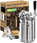 NutriChef Pressurized Growler Tap System, 64oz Stainless Steel Mini Keg Dispenser Portable Kegerator Kit, Co2 Pressure Regulator Keeps Carbonation for Craft Beer, Draft and Homebrew