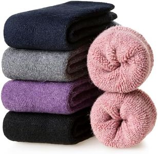 Velice Wool Socks for Women Merino Wool Boot Hiking Thick Thermal Warm Socks Winter Crew Cushion Cozy Work Socks 5 Pairs(Black/Grey/Pink/Blue/Purple)