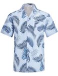 APTRO Men's Hawaiian Shirt Short Sleeve Beach Shirt HW204 White Leaf S