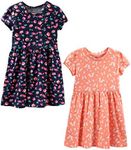 Simple Joys by Carter's Girls' Short-Sleeve and Sleeveless Dress Sets, Pack of 2, Floral/Butterfly, 4