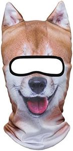 WTACTFUL 3D Animal Ears Balaclava Windproof Face Mask Protection for Skiing Snowboard Cycling Motorcycle Music Festivals Raves Halloween Party Summer Winter Cold Weather Sports Funny Shiba Dog MEB-04