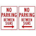 (2 Signs) No Parking Between Signs with Right and Left Arrow Sign, 10X14 Rust Free Aluminum, Weather/Fade Resistant, Easy Mounting, Indoor/Outdoor Use, Made in USA by Sigo Signs