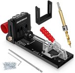 ENJOYWOOD Pocket Hole Jig Kit XK4, Upgrade Aluminum Alloy Pocket Hole Jig for DIY Carpentry Projects, Wood Toggle Clamps with Drilling Bit Hole Puncher Locator Working Carpenter Kit. 3 Drill Hole