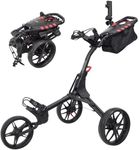 Newfly 3-Wheel Golf Trolley Ultra-Lightweight Folding Size， With Foot Brake-Easy to Open & Close Golf push cart，With Umbrella Holder and Storage Bag (Black)