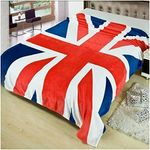 Z Fashion Luxury Union Jack British Flag Throw Super Soft Warm Throw Blanket Double King Sizes (Double (150x200) Cm), White Blue Red