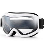 JULI Ski Goggle/Snow Snowboard Goggles for Men, Women & Youth - 100% UV Protection Anti-Fog Dual Lens(White Frame+83% VLT Clear Lens)