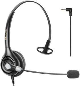 Arama Cordless Phone Headset for Landline Phone, 2.5mm Jack Telephone Headset with Noise-Cancelling Mic & Volume Control, Wired Headset Compatible with Panasonic AT&T Vtech Uniden
