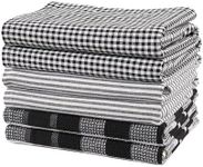 Casa Platino 6PC Kitchen Towels Set, 18"x28", Cute Kitchen Towels, Summer Kitchen Towels, Kitchen Cleaning Towels, Black Kitchen Towels, Bar Towels for Kitchen Cotton, Absorbent Kitchen Towels - Black