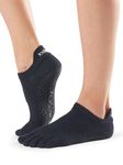 ToeSox Women's Low Rise Full Toe Grip Non-Slip for Ballet, Yoga, Pilates, Barre Toe Socks (Black) Large