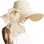 Lanzom Womens Big Bowknot Straw Hat