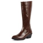 FAUSTO FST KI-799 BROWN-38 Women's Brown Knee Length Side Zipper Closure Pointed Toe Flared Heel Boots (5 UK)