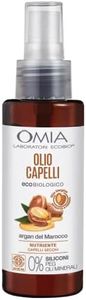 Omia - Olio Capelli Eco Bio con Olio di Argan del Marocco, Per Capelli Secchi, Spenti e Fragili, Azione Nutriente e Ristrutturante, Senza Siliconi, Dermatologicamente Testato - Flacone da 100 ml