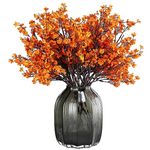 JAKY-Global Babys Breath Silk Artificial Flowers Bulk 6pcs for Fall Decor Fake Flower Bouquet Bulk for Home Kitchen Indoor Bouquet Floral Arrangement Table Centerpieces Party Decor(Orange 6pcs)