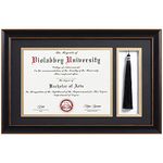 VIOLABBEY 11x17 Diploma Frame with Tassel Holder Black for 8.5x11 Certificates Document, College Degree Frame for Wall Mounted (Black Gold Double Mat)