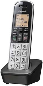 Panasonic Compact Cordless Phone with DECT 6.0, 1.6" Amber LCD and Illuminated HS Keypad, Call Block, Caller ID, Multiple Display Languages - 1 Handset - KX-TGB810S (Black/Silver)