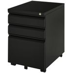 Vinsetto Mobile Vertical File Cabinet Lockable Metal Filling Cabinet with 3 Drawers Anti-tilt Design for Letter A4 Legal Size Fully Assembled Except Casters Black