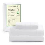 LANE LINEN 100% Organic Cotton White Twin XL Sheets Set 3-Piece Pure Percale Soft Bedding Breathable Fits Mattress Upto 15" Deep