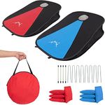 Portable PVC Framed Cornhole Game Set with 2 Collapsible Cornhole Boards, 8 Bean Bags and Carrying Case, Waterproof Mini Cornhole Set, Outdoor Indoor Yard Toss Games for Family (3 x 2-feet)