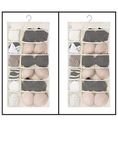 FAB ELLITE Double Sided 30 Pockets Clear Hanging Bag Socks Bra Underwear Rack Hanger Storage Organizer Wall Closet Shelves Non Woven Matrial (Ivory Pack Of 2Clothing, Beige)