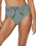 Jessica Simpson Women's Standard Mix & Match Plaid Bikini Swimsuit Separates (Top & Bottom), Black/White High Waisted, Large