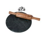 VOMI Green Marble kota stone Chakla 10 IN Wooden Belan 12 In Size/Rolling Pin/Roti Maker & Board/Phulka Chapati Maker (Green Marble Chakla Belan Combo)