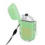 BEBO CREATIONS Dual Arc Plasma Lighter - Outdoor Camping Lighter for Men Women with Led Light, Lighting Modes COB Lamp, Type-C Rechargeable Electric Windproof E Lighter Green