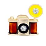 FAIRYGATE Rhinestone Brooch Retro Camera with Flash Bulb Photographers Lapel Pin Badge Coat Suit Jacket Wedding Gift Party Shirt Collar Accessories Brooches B1842