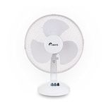 Table Fan Desk Fan 12Inch with 3 Speed Oscillating Stand Fan Low Noise Strong Resistant Base Desktop/Bedside Fan, Ideal for Home and Office, (WHITE)
