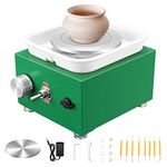 Pottery Wheels, Potuem Mini Pottery Wheel 2000RPM Adjustable Speed Electric Pottery Wheel with 10/6.5cm Plates and Shaping Tool, Ceramic Pottery Making Tools Pottery kit for Kids and Adults (Green)