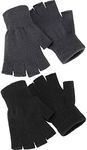 SATINIOR 2 Pair Unisex Half Finger Gloves Winter Stretchy Knit Fingerless Gloves in Common Size