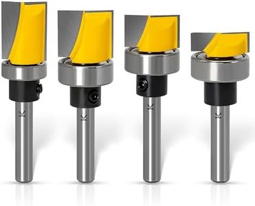 ASNOMY 4Pcs 1/4 Inch Shank Offset Flush Trim Hinge Mortising Template Router Bit Set with Ball Bearing Carbide Tipped Pattern Router Bits Wood Milling Cutter Tool