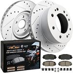 WEIZE Front Truck & Tow Brake Kit for Chevy GMC Silverado 11-19 Sierra 2500 3500 HD, CARBON FIBER Ceramic Brake Pads Drilled & Slotted Disc Brake Rotors 2011 2012 2013 2014 2015 2016 2017 2018 2019