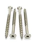 #10 x 3" Stainless Deck Screws, (100 Pack), Square Drive, Type 17 Wood Cutting Point, by Bolt Dropper, 18-8 (304) Stainless Steel, Hidden Fasteners.