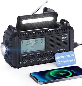 Mesqool 5000mAh Solar Hand Crank DAB Radio, Portable Digital Radio with SOS Alarm, USB Phone Charger, LED Flashlight, Dual Alarm Clock & Headphone Jack, Backup Radio for Home Blackout and Camping