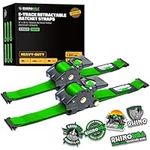 Rhino USA 2”x10’ Retractable E-Track Ratchet Straps: 3033lb Max Break Strength Compatible with E Track Rail Systems only– Perfect for UTV’s, ATV’s and Other Cargo (Green - 2 Pack)