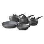 Tower Cerastone T81276 Forged 5 Piece Pan Set with Non-Stick Coating and Soft Touch Handles, 18/20/22 cm Saucepans and 20/28 cm Frying Pans, Graphite