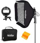 Godox Softbox 32"x32" Soft Light Modifier with Grid, S-Type Flash Bracket Bowens Mount Holder for Studio Flash Speedlight Photography Godox AD200Pro V860II V860III TT685II TT600 TT350