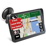 Sat Nav, Aonerex 9 Inch GPS Navigation System Pre-Installed Latest UK Europe Maps with Lifetime Free Map Updates for Car Truck Lorry Motorhome POI Search, Speed Camera Alerts and Lane Assistance