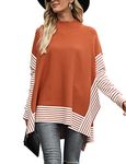 Uniexcosm Women's Fashion Poncho Sweater Long Batwing Sleeve Turtleneck Oversized Sweater Pullover Jumper Orange