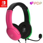 PDP Gaming AIRLITE Stereo Headset with Mic for Nintendo Switch/Switch Lite/OLED - Noise Cancelling Microphone, Lightweight, Soft Comfort On Ear Headphones, 3.5mm Jack - Pink & Green