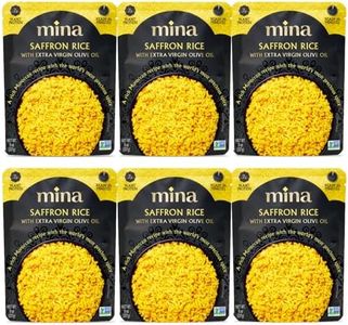Mina Saffron Rice, Yellow Rice, With Extra Virgin Olive Oil, Ready to Eat, Side Dishes, Microwave Rice, Vegan Protein, Non-GMO, Gluten-Free, Kosher, 8 oz (Pack of 6)