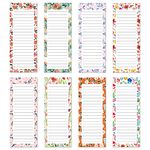 8 Pack Scandi Farmhouse Floral Magnetic Notepads 50sheets Per Pad 3.5"x9" for Fridge,Shopping List Grocery List,to do List,Memo,Remider,Note,Recipes