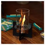 FLAIME Enya Indoor Outdoor Portable Ventless Tabletop Fireplace Luxurious Modern Decor with No Smoke Bio Ethanol Mini Fire Pit mild Steel Clean Burning Real Flame (Black)