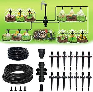 AWOWZ Upgraded Drip Irrigation Kit 69FT, New Quick-Connect Garden Watering System with 1/4" Blank Distribution Tubing Adjustable Nozzle Emitters Sprinkler, Automatic Irrigation Equipment for Raised Bed Lawn Greenhouse Flower Pot