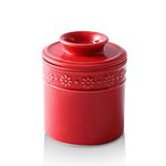 KOOV Ceramic Butter Crock, Butter Keeper for Counter, French Butter Dish Big Capacity (Red)